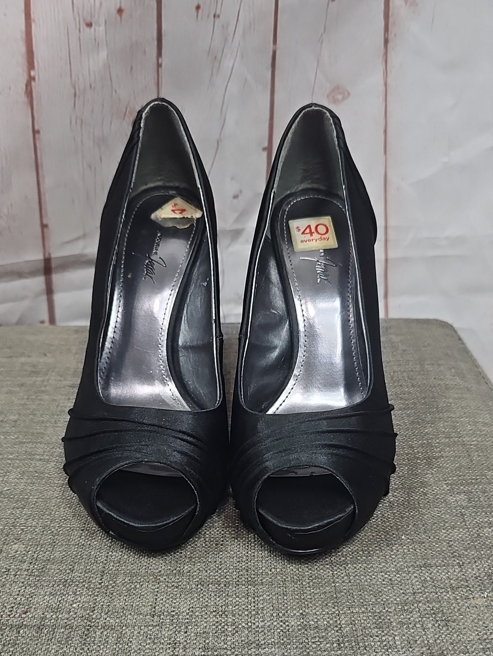 Jacqueline Ferrar Black Peep Toe Heels